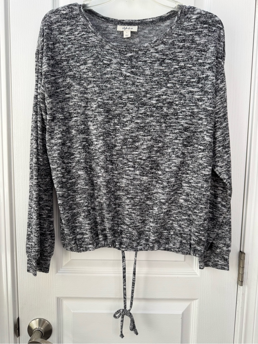 Style & Co. Gray Marled Crewneck with Drawstring